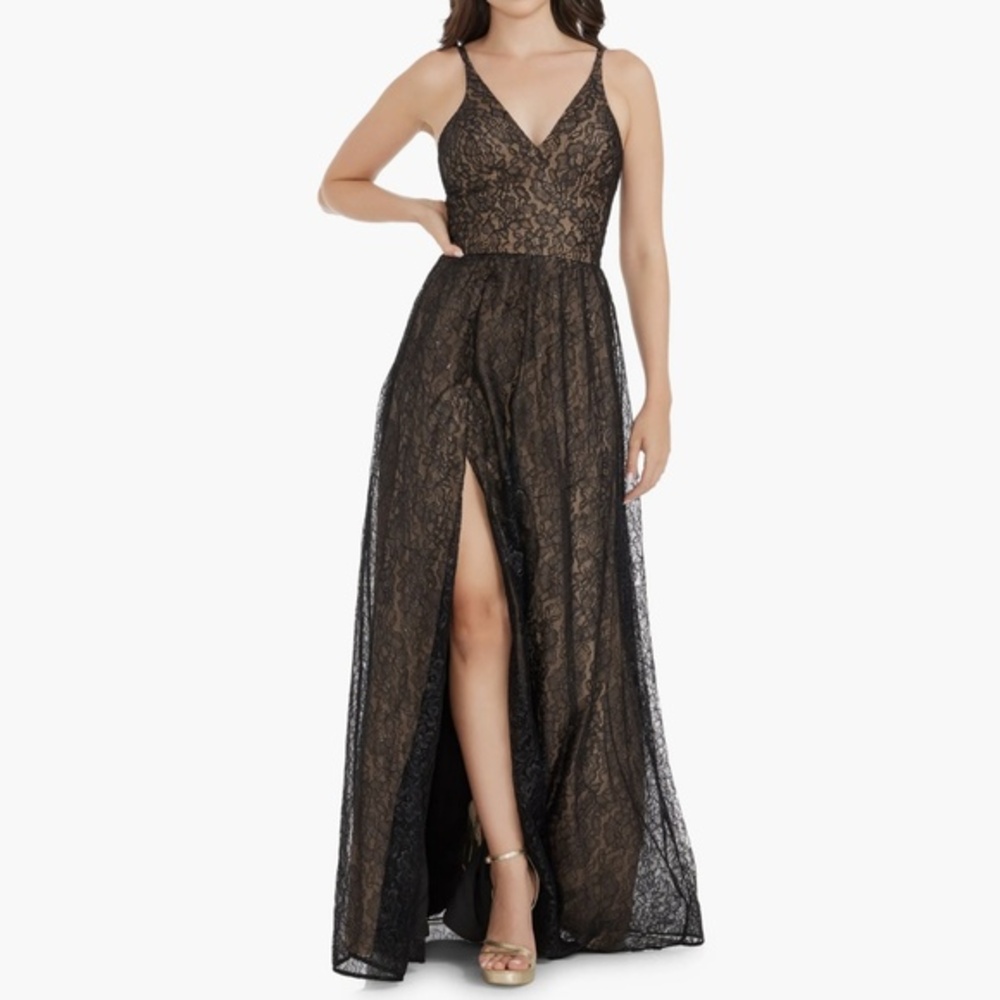 Dress the Population  - Danae Black Lace‎ V-Neck Maxi Dress